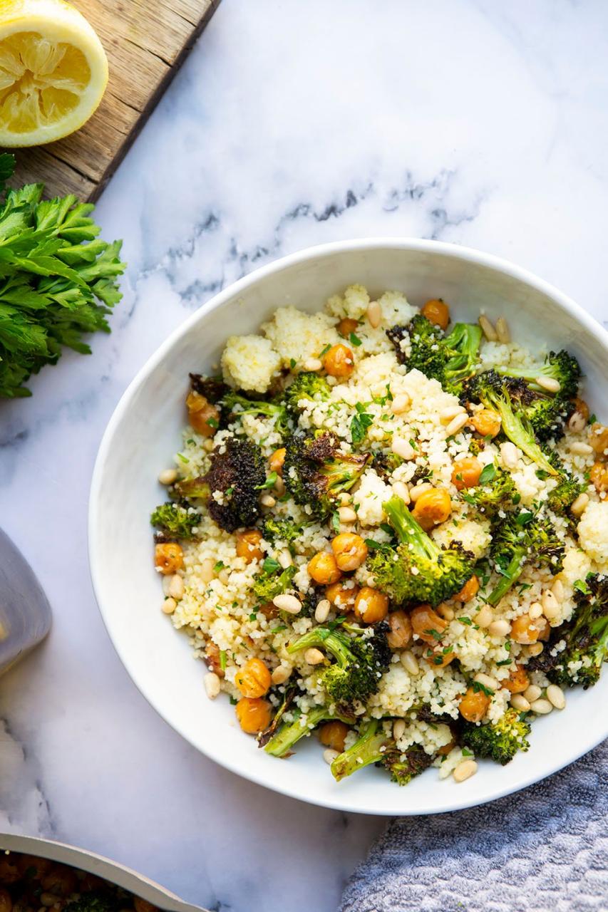 Lemon Couscous with Roasted Broccoli and Chickpeas