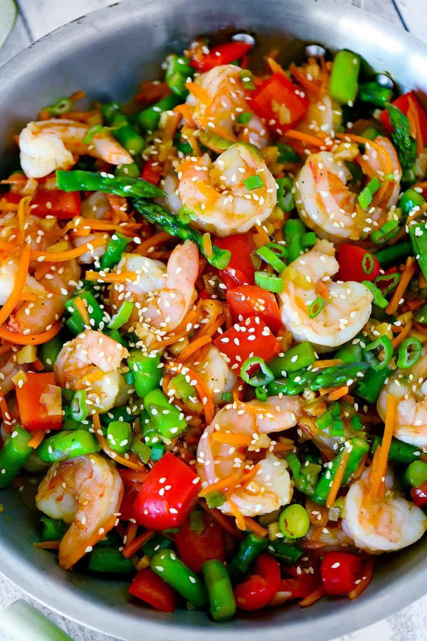 Easy Shrimp Stir Fry with Vegetables - healthy, GF - Bowl of Delicious